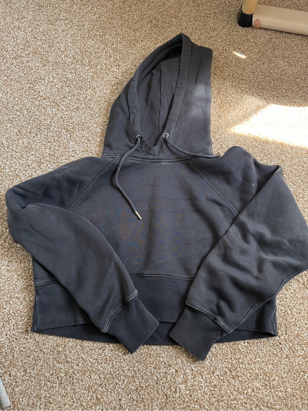 Abercrombie & Fitch Black Cropped Hooded Pullover with Drawstring